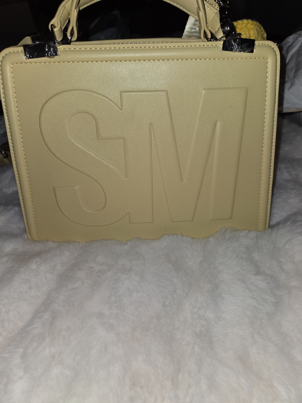 Steve Madden Embossed SM Top-Handle Bag - Light Beige